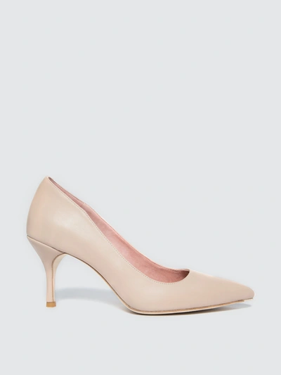 Ally Shoes Bossy Beige Leather Pump In Brown