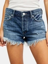 Free People X We The Free Loving Good Vibrations Shorts In Denim-medium