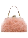 Dolce & Gabbana Feather & Crystal Top Handle Bag In Rose