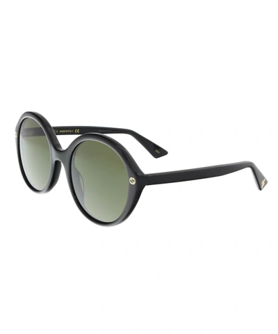 Gucci Gg0023s 001 Shiny Black Round Sunglasses | ModeSens