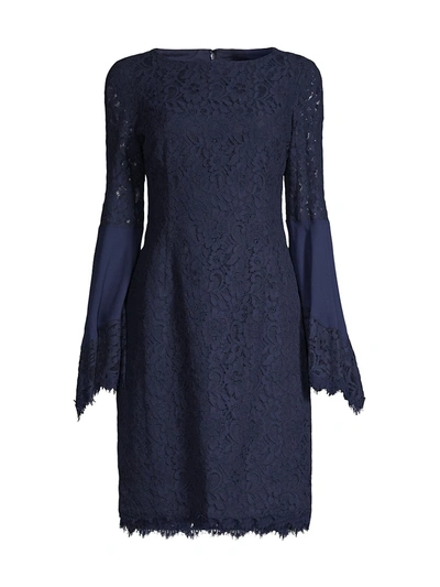 Shani Boho Flared-sleeve Lace Sheath Dress In Navy | ModeSens