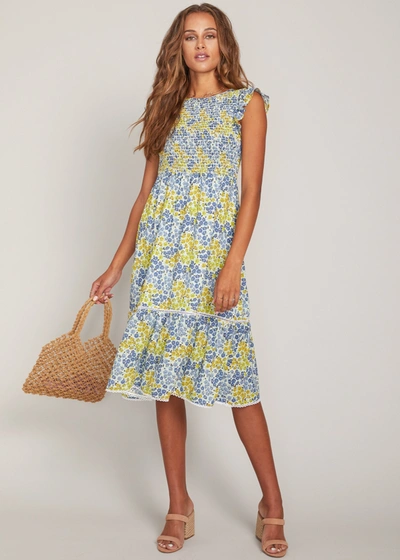 Lost + Wander Blossom And Bloom Midi Dress In Blue
