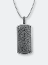 Luvmyjewelry Fossil Agate Stone Tag In Black Rhodium Plated Sterling Silver