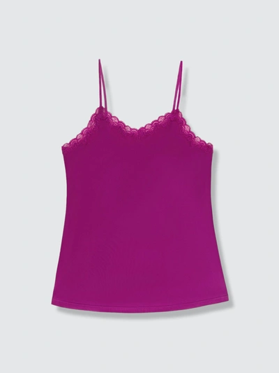 Uwila Warrior Soft Silks Lace-trim Camisole In Purple