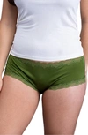 Uwila Warrior Soft Silk Lace Trim Silk Briefs In Green