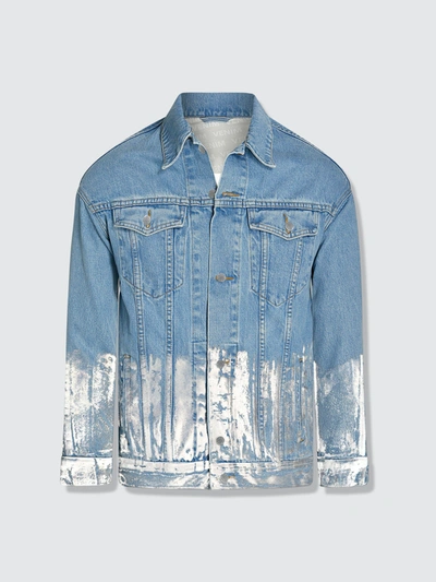 Venim Longer Light Wash Denim Jacket With Mercury Foil In Blue