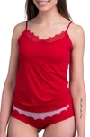 Uwila Warrior Happy Seamless Lace Trim Camisole In Jester Red