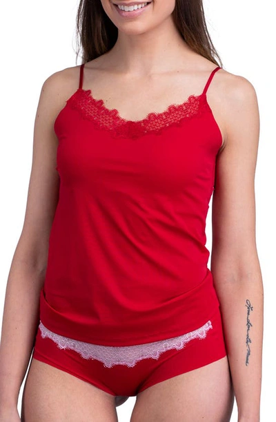 Uwila Warrior Happy Seamless Lace Trim Camisole In Jester Red