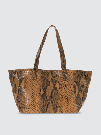 Joanna Maxham Rive Gauche Python-print Shopper Tote Bag In Brown