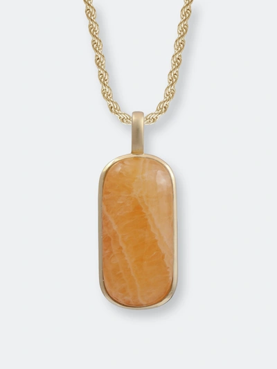 Luvmyjewelry Yellow Lace Agate Tag In 14k Yellow Gold Plated Sterling Silver