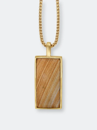 Luvmyjewelry Wood Jasper Stone Tag In 14k Yellow Gold Plated Sterling Silver