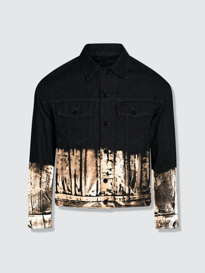 Venim Shorter Classic Black Denim Jacket With Rose Gold Foil