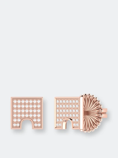Luvmyjewelry City Arches Square Diamond Stud Earrings In 14k Rose Gold Vermeil On Sterling Silver