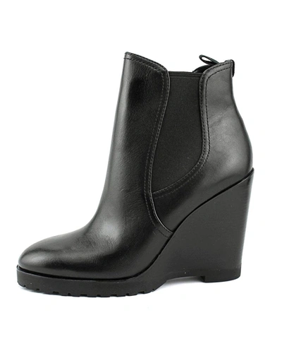 Michael Kors Michael Thea Wedge Women Round Toe Leather Bootie' In Black |  ModeSens