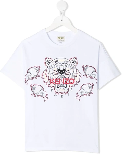 Kenzo Kids' Chinese New Year Tiger T-shirt In White