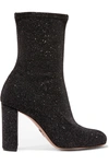 Oscar Tiye Giorgia Glittered Velvet Sock Boots In Black