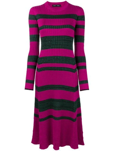 Proenza Schouler Striped Rib Knit Dress In Pink & Purple