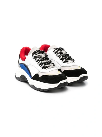 Dsquared2 Kids' Colour-block Lace-up Sneakers In Black