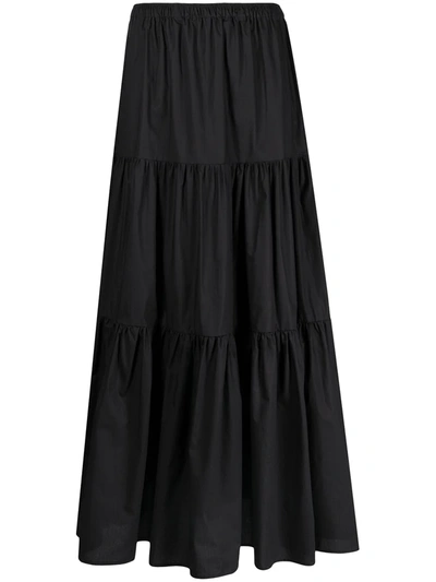 Semicouture Felicie Long Skirt With Flounces In Black