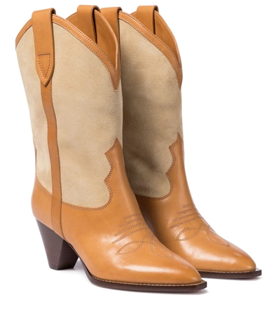 Isabel Marant Luliette Leather Cowboy Boots In Brown