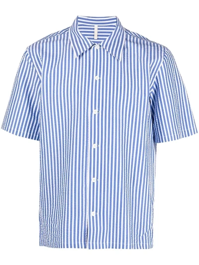 Sunflower Space Striped Cotton-seersucker Shirt In Blue