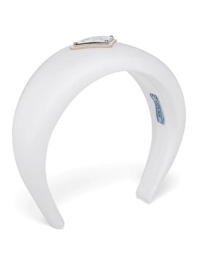 Prada Re-nylon Padded Headband In F0009 Bianco