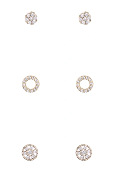 Panacea Pave Crystal Stud Earring 3-piece Set In Gold