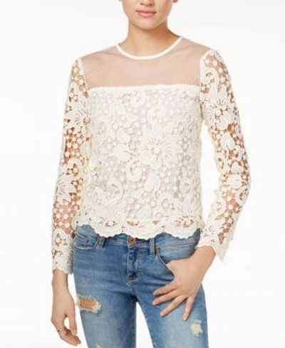 Endless Rose Lace Illusion-detail Top In Ivory