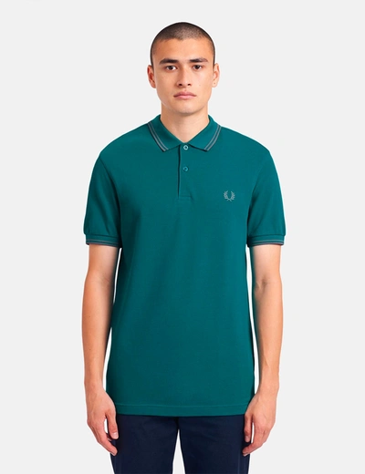 Fred Perry Twin Tipped Polo In Teal-green