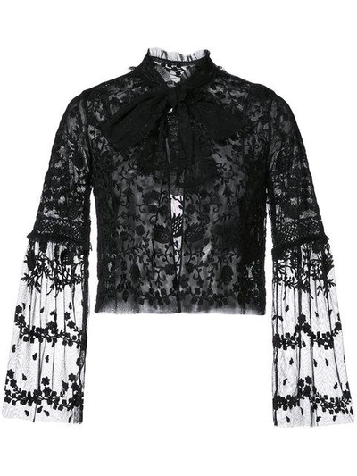 Needle & Thread Primrose Lace Evening Jacket In Black