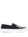 Kenzo Tiger Embroidered Motif Slip-on Sneakers In Black