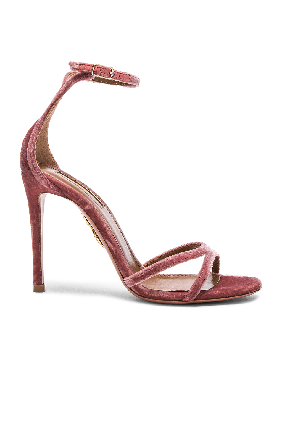 Aquazzura Velvet Purist Sandal Heels In Antique Rose | ModeSens