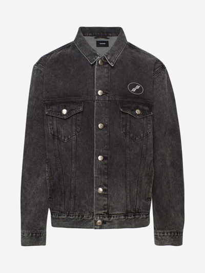 We11 Done We11done Logo Patch Faded Denim Jacket In Black | ModeSens