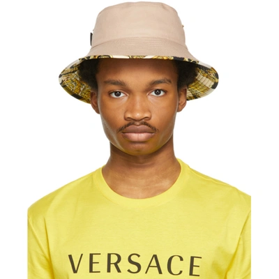 Versace Brown Barocco Bucket Hat In 1k000 Camel