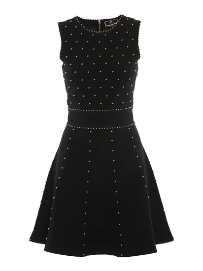 Elisabetta Franchi Studded Knitted Dress In Black