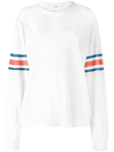 Re/done Logo Printed Long Sleeve Top In Vintage White