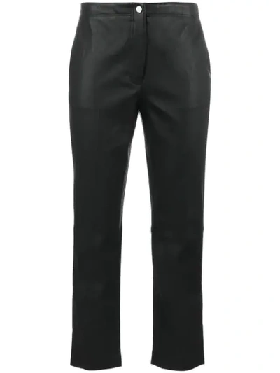 Helmut Lang Straight Leg Leather Trousers In Black