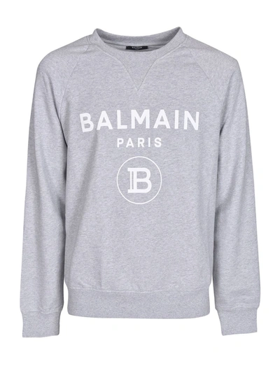 Balmain White Logo Sweater In White In Grey