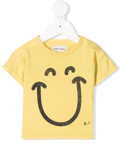 Bobo Choses Babies' Smile-print T-shirt In 黄色