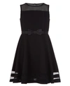 Calvin Klein Kids' Big Girls Plus Size Illusion Mesh Bow Front Dress In Black