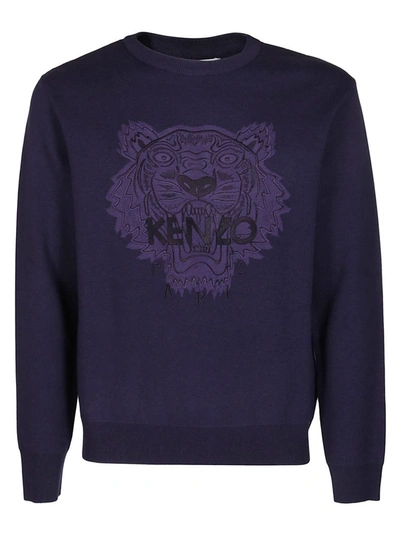 Kenzo Tiger Embroidered Sweater In Blue