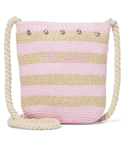 Monnalisa Kids' Embroidered-logo Embellished Shoulder Bag In Pink