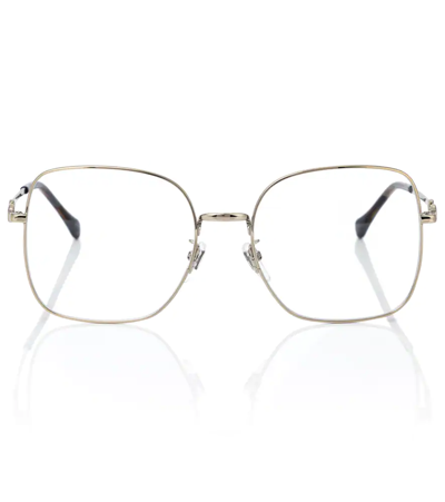 Gucci Silver Horsebit Glasses In Gold