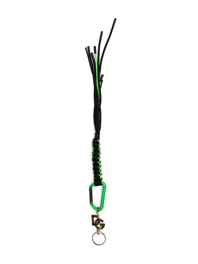 Dolce & Gabbana Logo-plaque Tassel-detail Keyring In Green