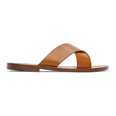 Ralph Lauren Flex Crossover-strap Leather Sandals In Tan