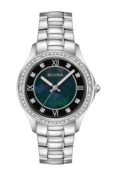Bulova Quartz Analog Crystal Bracelet Watch, 32mm In Silver-tone