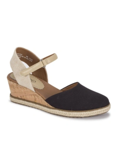Baretraps Ocean Espadrille Womens Ankle Strap Heeled Espadrilles In Black Canvas