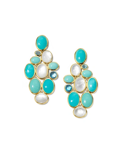 Ippolita 18k Rock Candy 18k Yellow Gold & Multi-stone Cluster Cascade Earrings In Turquoise/gold