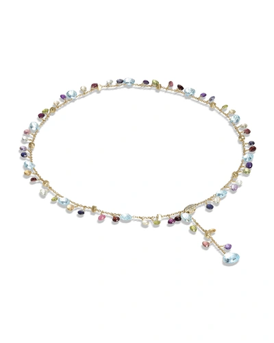 Marco Bicego 18k Yellow Gold Paradise Diamond And Mixed Gemstone Lariat Necklace, 17 In Gold-tone, Multi-color