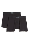 Saxx Vibe Super Soft 2-pack Slim Fit Boxer Briefs In Black/ Black